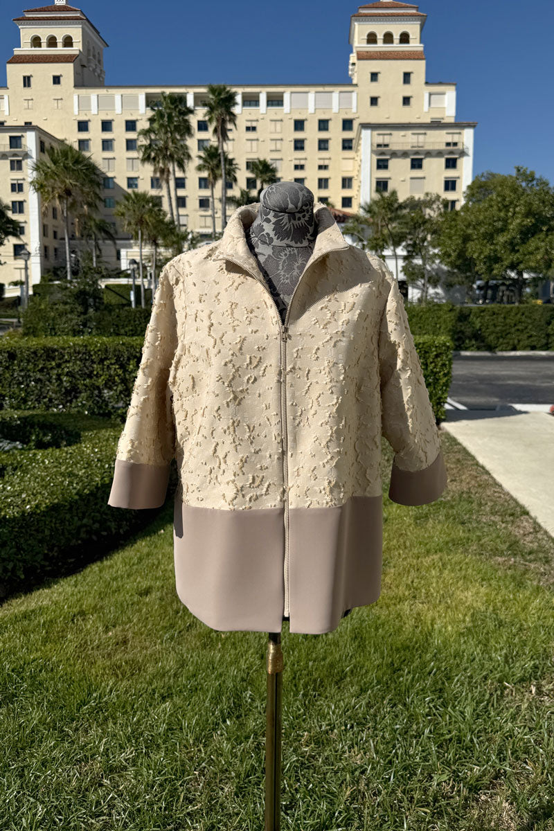 Emmelle High Neck Zip Jacket in Camel - Mildred Hoit