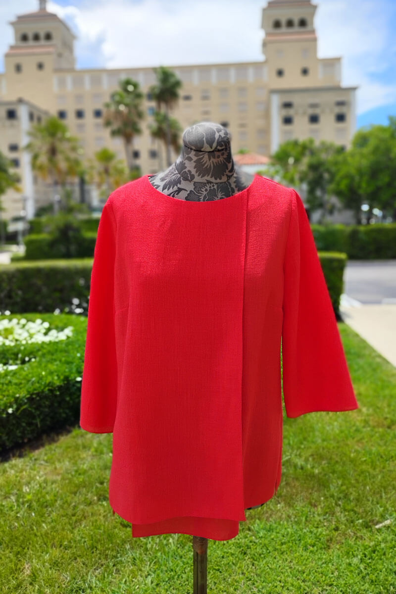Emmelle Microlinen Layered Front Tunic in Hibiscus - Mildred Hoit