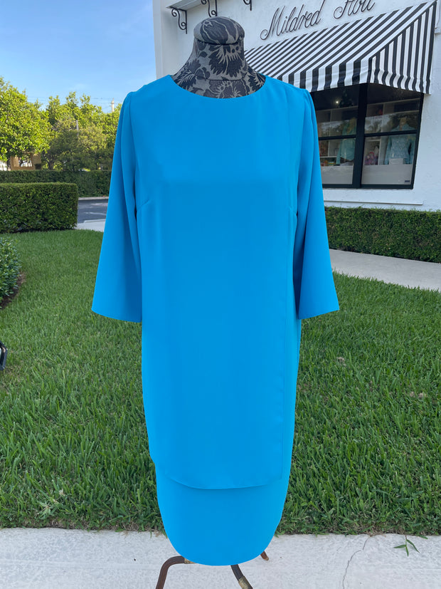 Emmelle Luxurious Crepe Dress in Turquoise