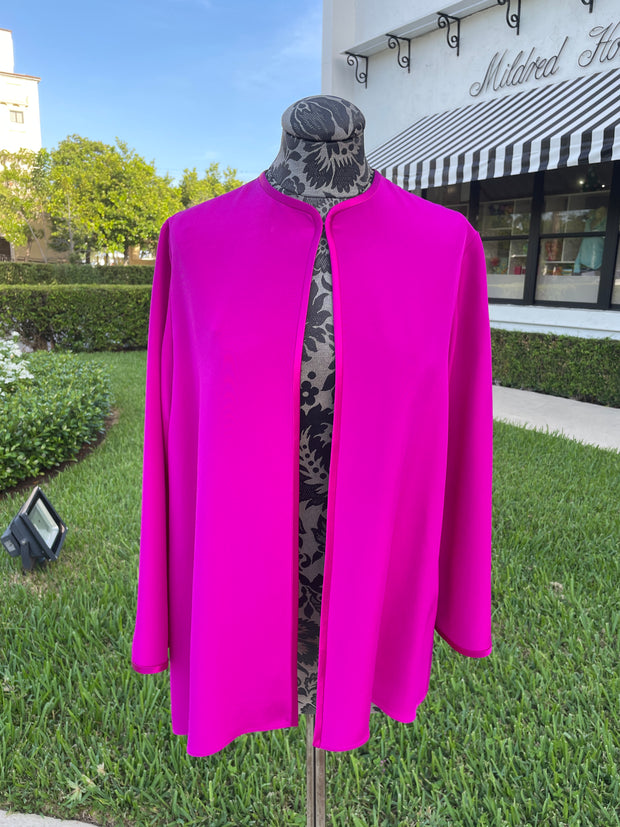 Emmelle Silk Jacket in Fuchsia available at Mildred Hoit in Palm Beach.