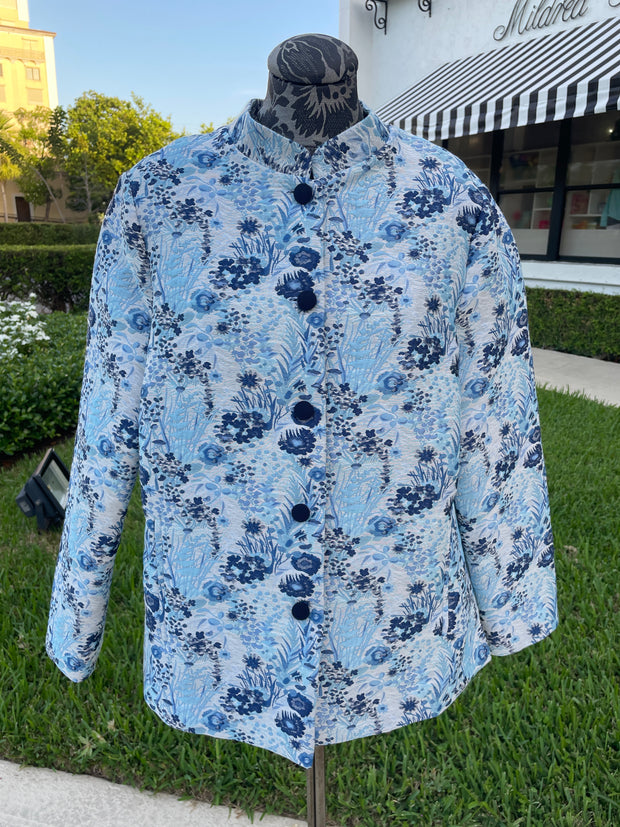 Emmelle Blue Floral Jacket available at Mildred Hoit in Palm Beach.