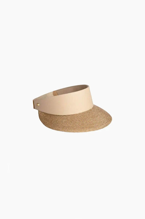 Eric Javits Champ Visor in Gold and Sand available at Mildred Hoit in Palm Beach.
