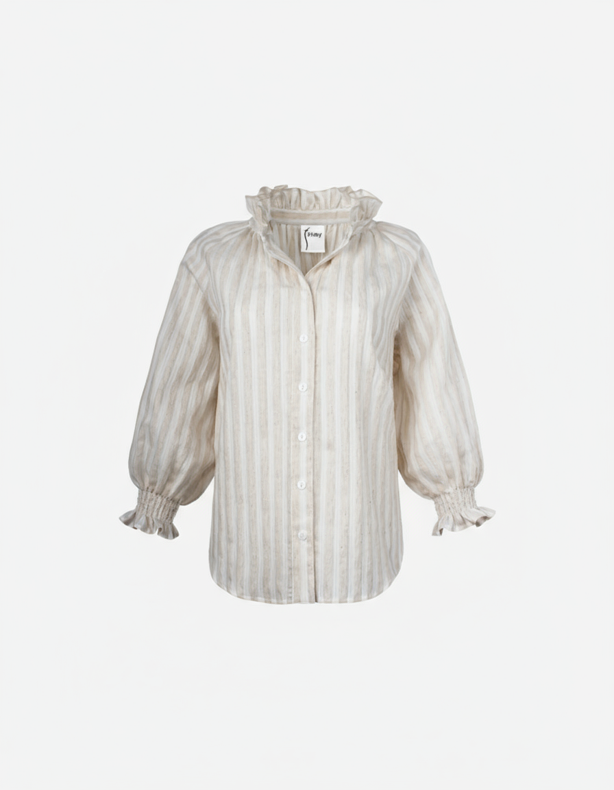 Fiona Shirt in Natural Stripe - Mildred Hoit