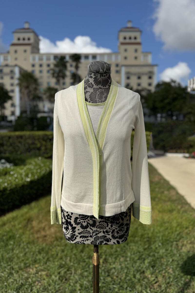 Flora Fedi Latte, Lime, and Lurex Sweater Set - Mildred Hoit