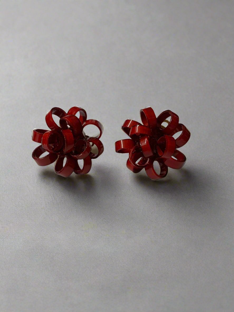 French Cherry Red Gribouille Earrings - Mildred Hoit