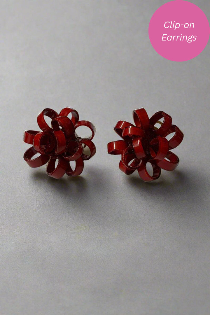 French Cherry Red Gribouille Earrings - Mildred Hoit