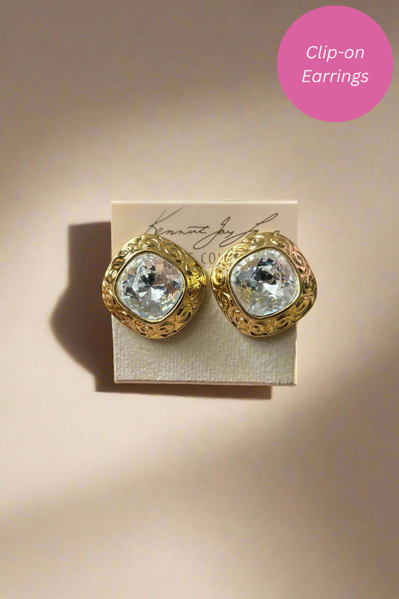 Kenneth Jay Lane Gold and Crystal Earrings - Mildred Hoit