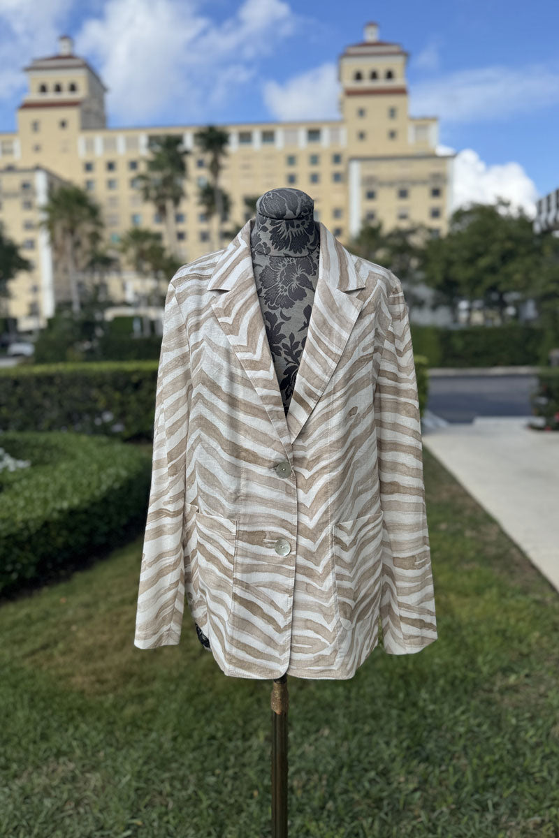 Natural Zebra Linen Blazer - Mildred Hoit