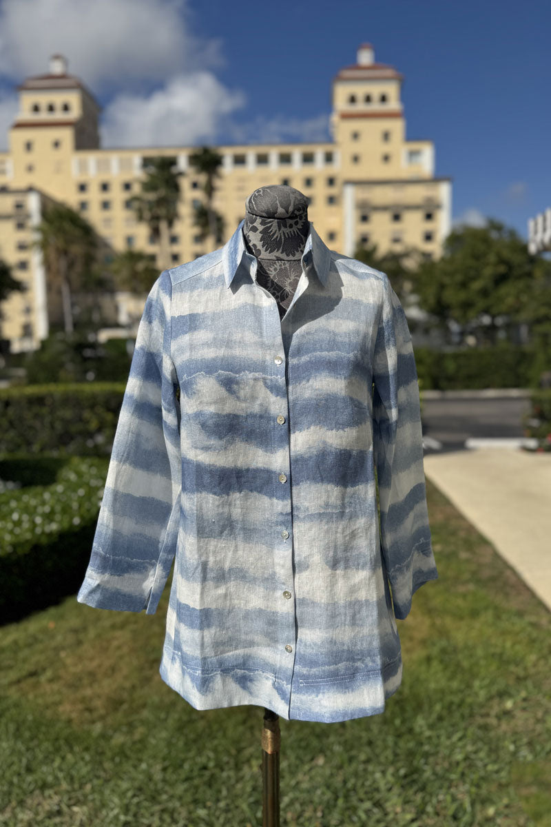 Blue Waves Linen Shirt - Mildred Hoit