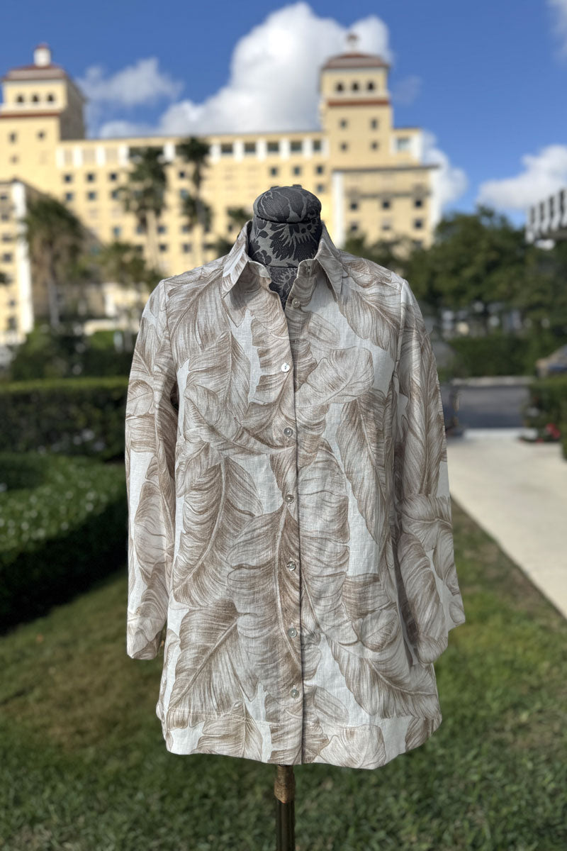 Natural Banana Leaves Linen Blouse - Mildred Hoit