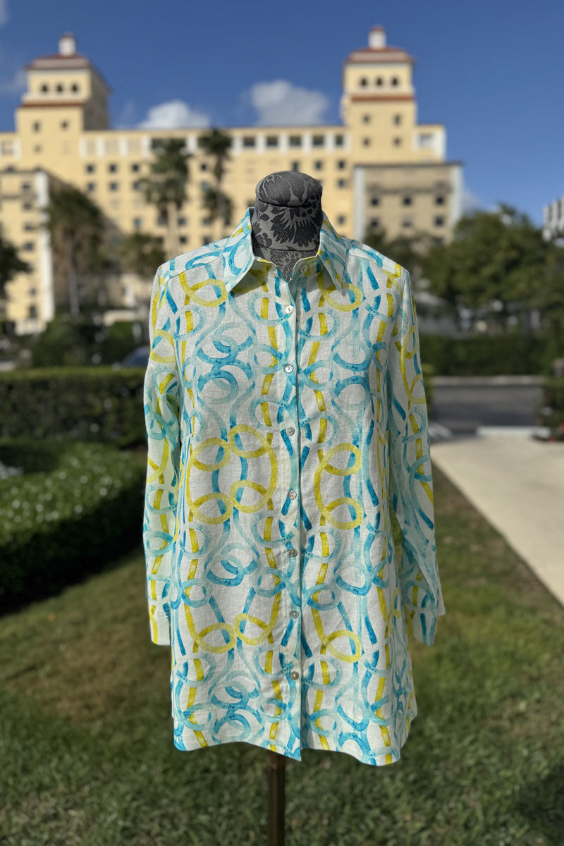 Colorful Tapes Linen Shirt - Mildred Hoit