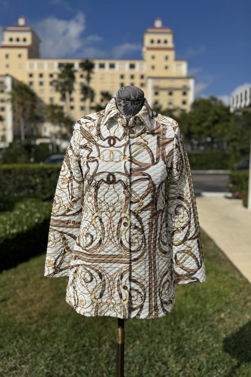 Quilted White Equestrian Jacket - Mildred Hoit