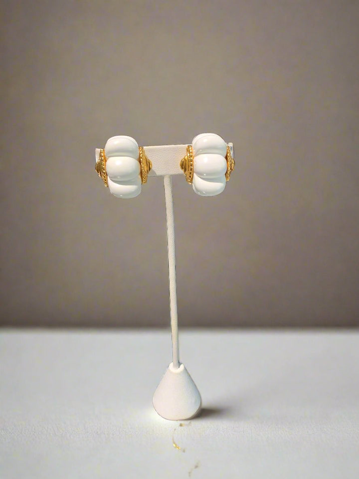 Kenneth Jay Lane White Shrimp Earring - Mildred Hoit