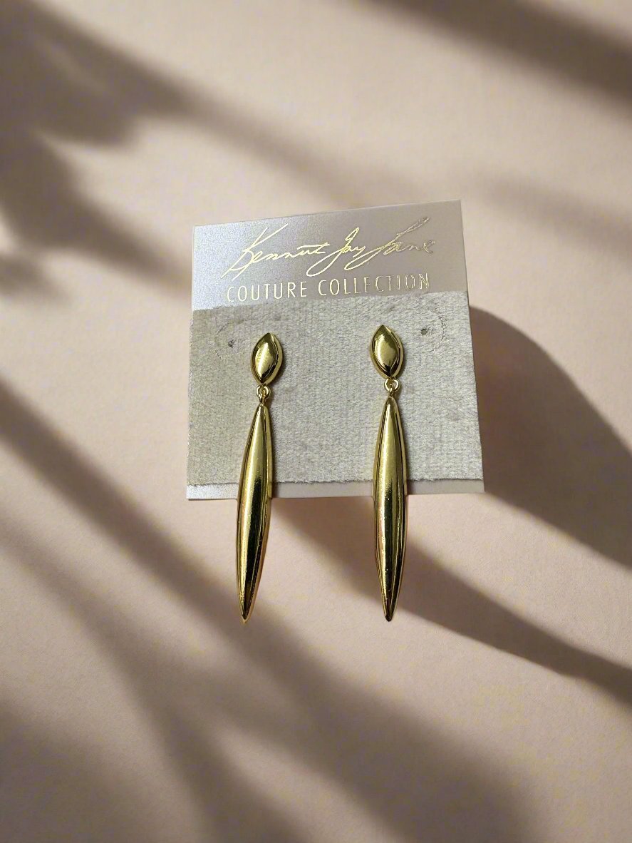 Kenneth Jay Lane Gold Post Drop Earring - Mildred Hoit