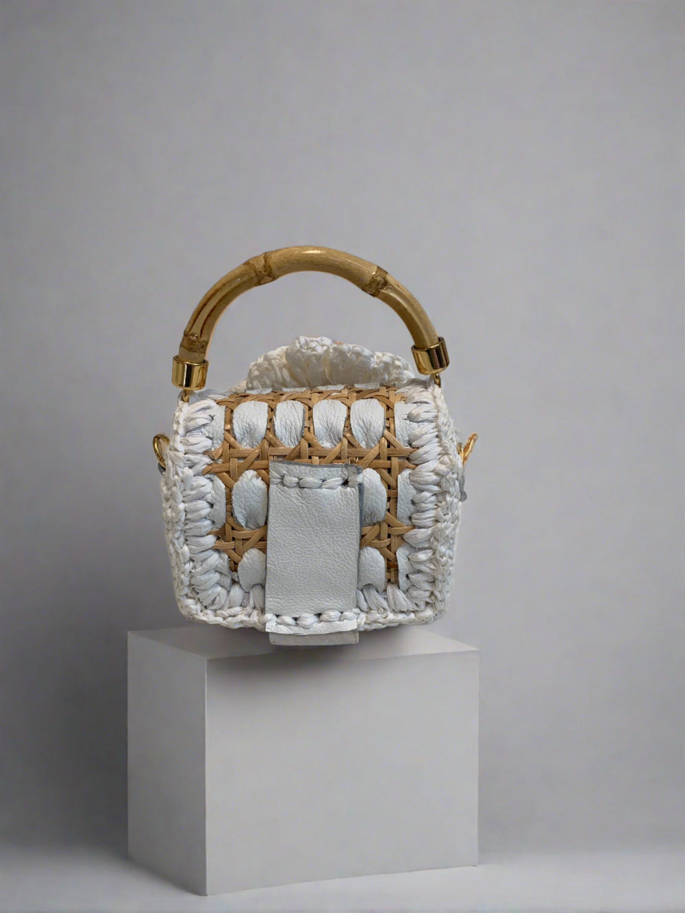 Crochet Flower Mini Bag in White - Mildred Hoit