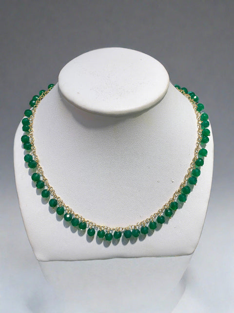 14K Gold and Green Agate Necklace