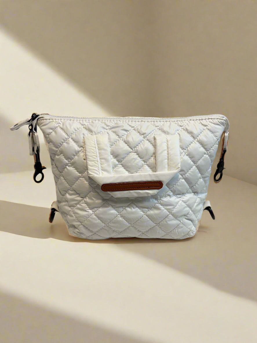Quilted Medium Handbag in White - Mildred Hoit