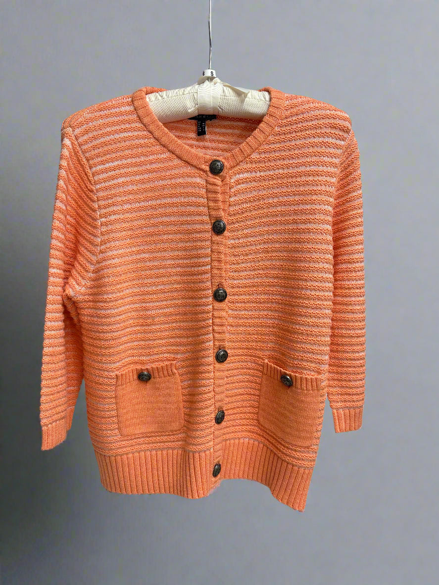 Orange Knit Button Down Sweater - Mildred Hoit