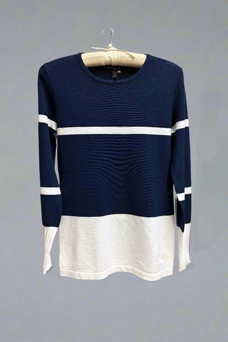 Knit Top in Navy and White - Mildred Hoit