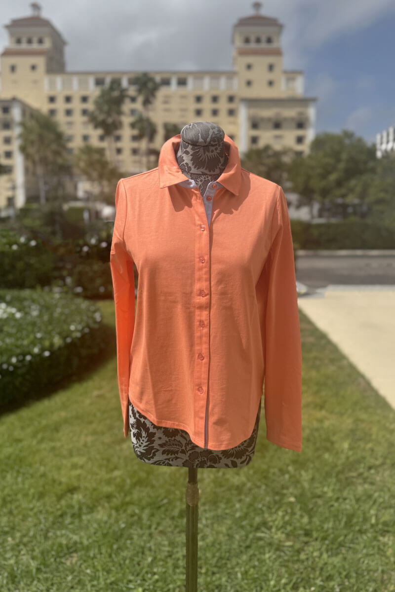 Coral Glow Button Down Blouse - Mildred Hoit