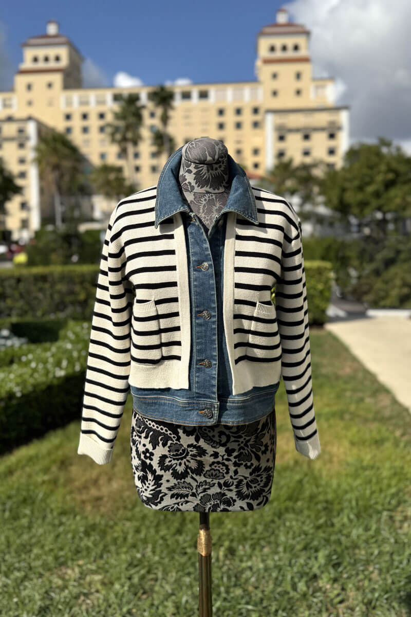 Striped Knit with Denim Jacket - Mildred Hoit