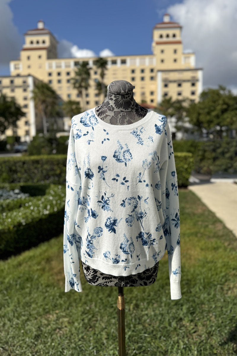 Blue Toile Sweater - Mildred Hoit