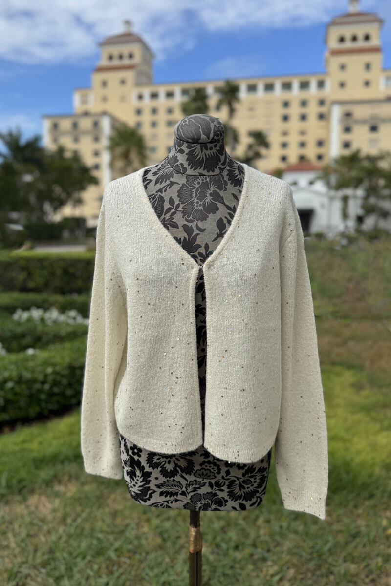 Cream Cardigan with Sparkle Detail - Mildred Hoit