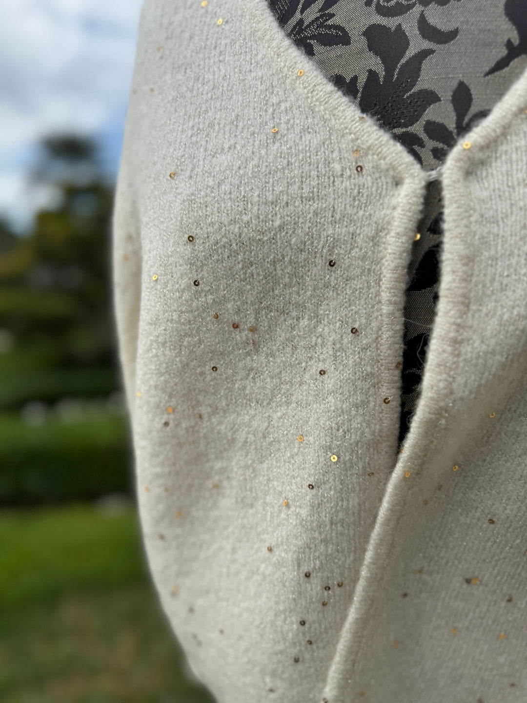 Cream Cardigan with Sparkle Detail - Mildred Hoit