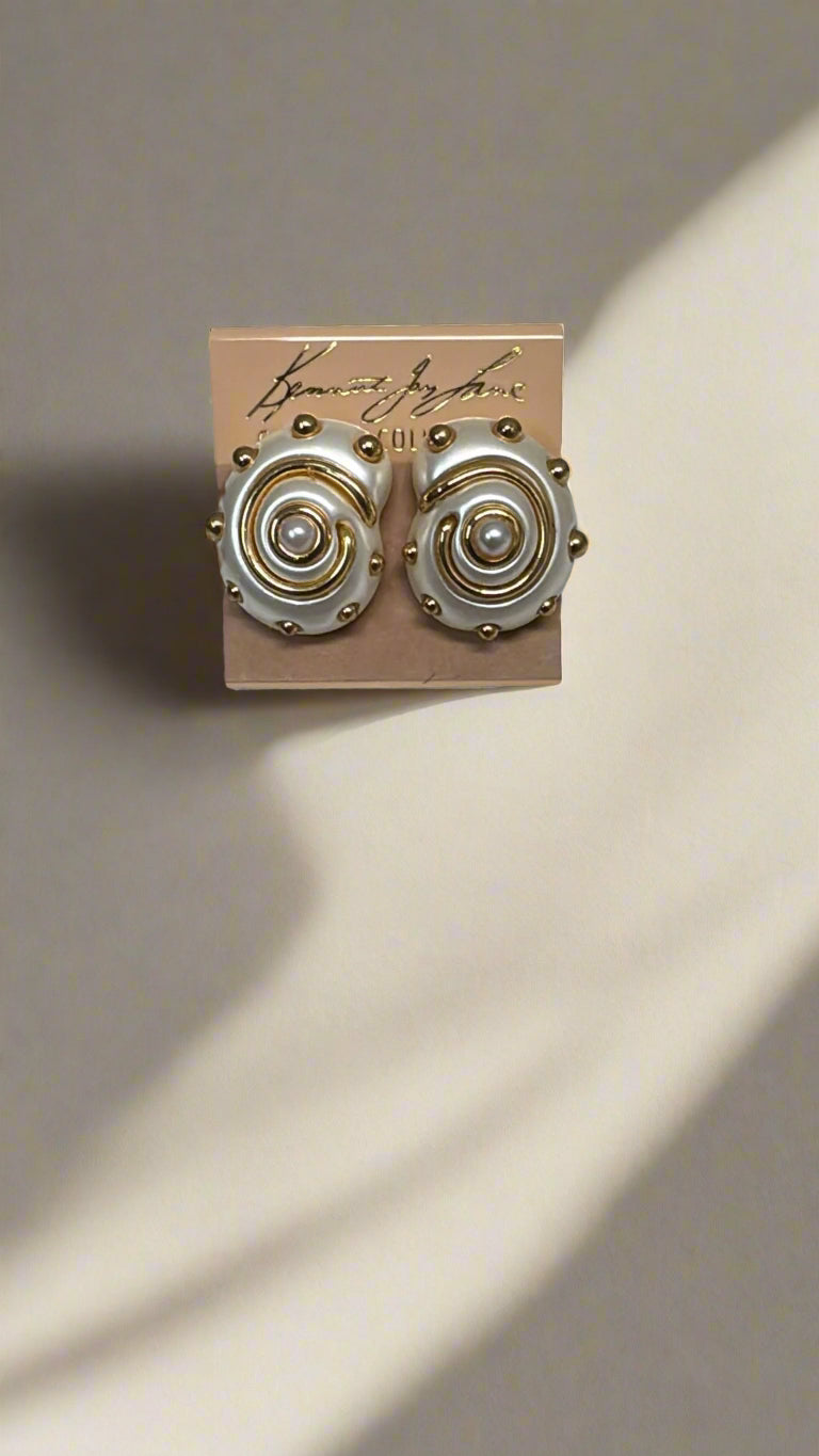 Kenneth Jay Lane Dotted Pearl Snail Clip-On Earring