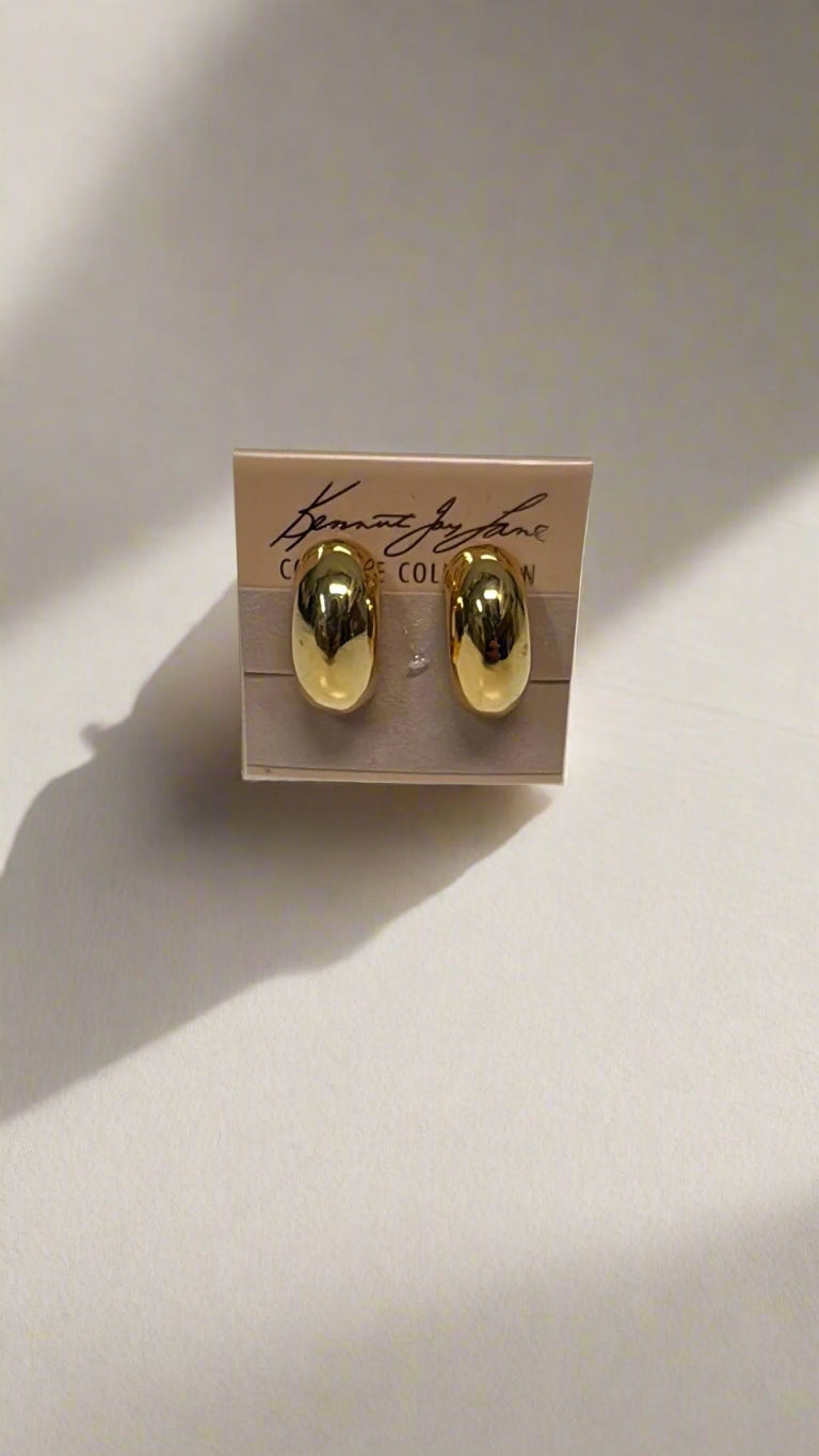 Kenneth Jay Lane Polished Gold Half Hoop Clip Earring