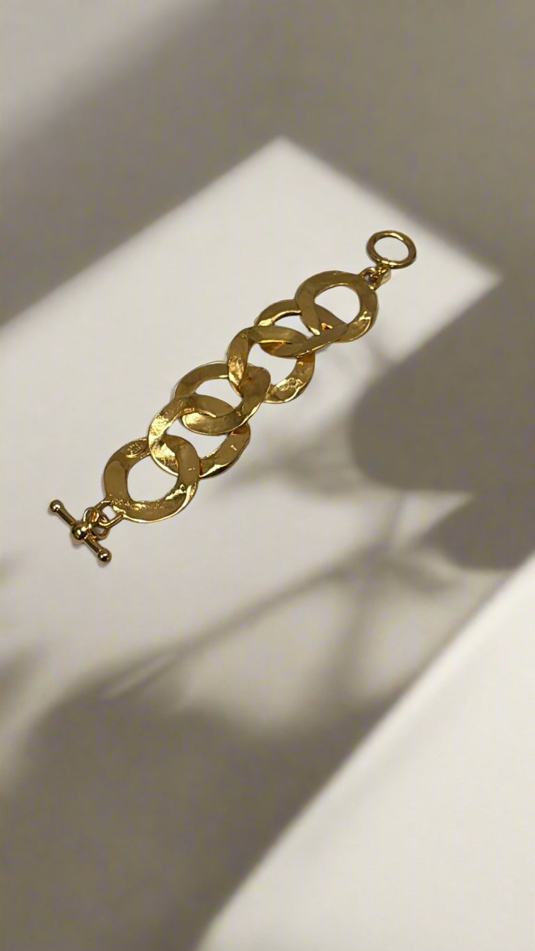 Kenneth Jay Lane Satin Gold Link Bracelet - Mildred Hoit