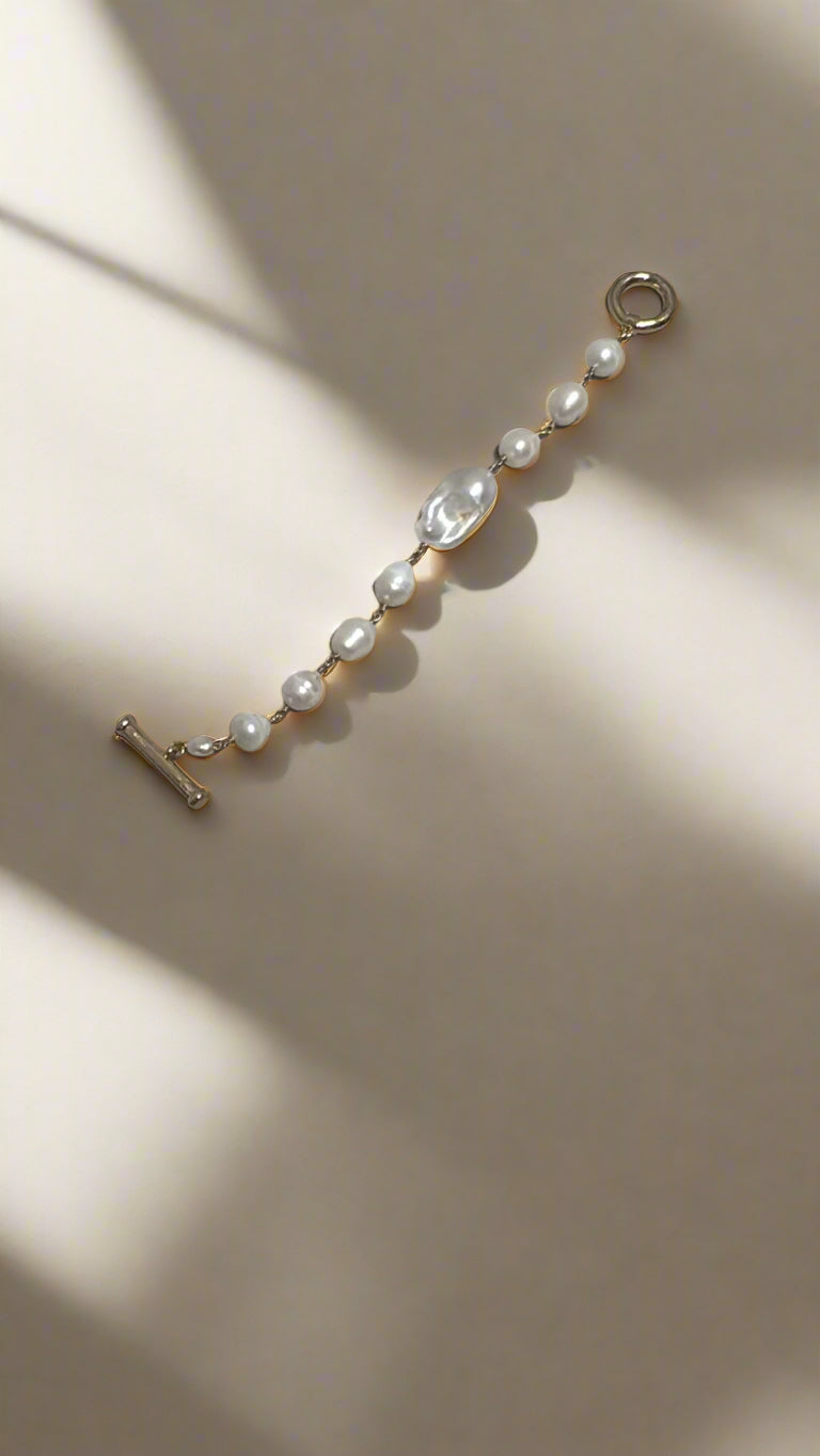 Kenneth Jay Lane Freshwater Pearl & Gold Bracelet - Mildred Hoit