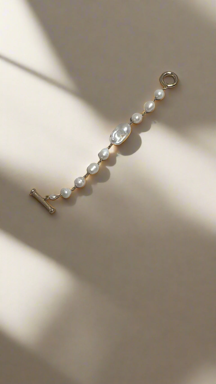 Kenneth Jay Lane Freshwater Pearl & Gold Bracelet - Mildred Hoit