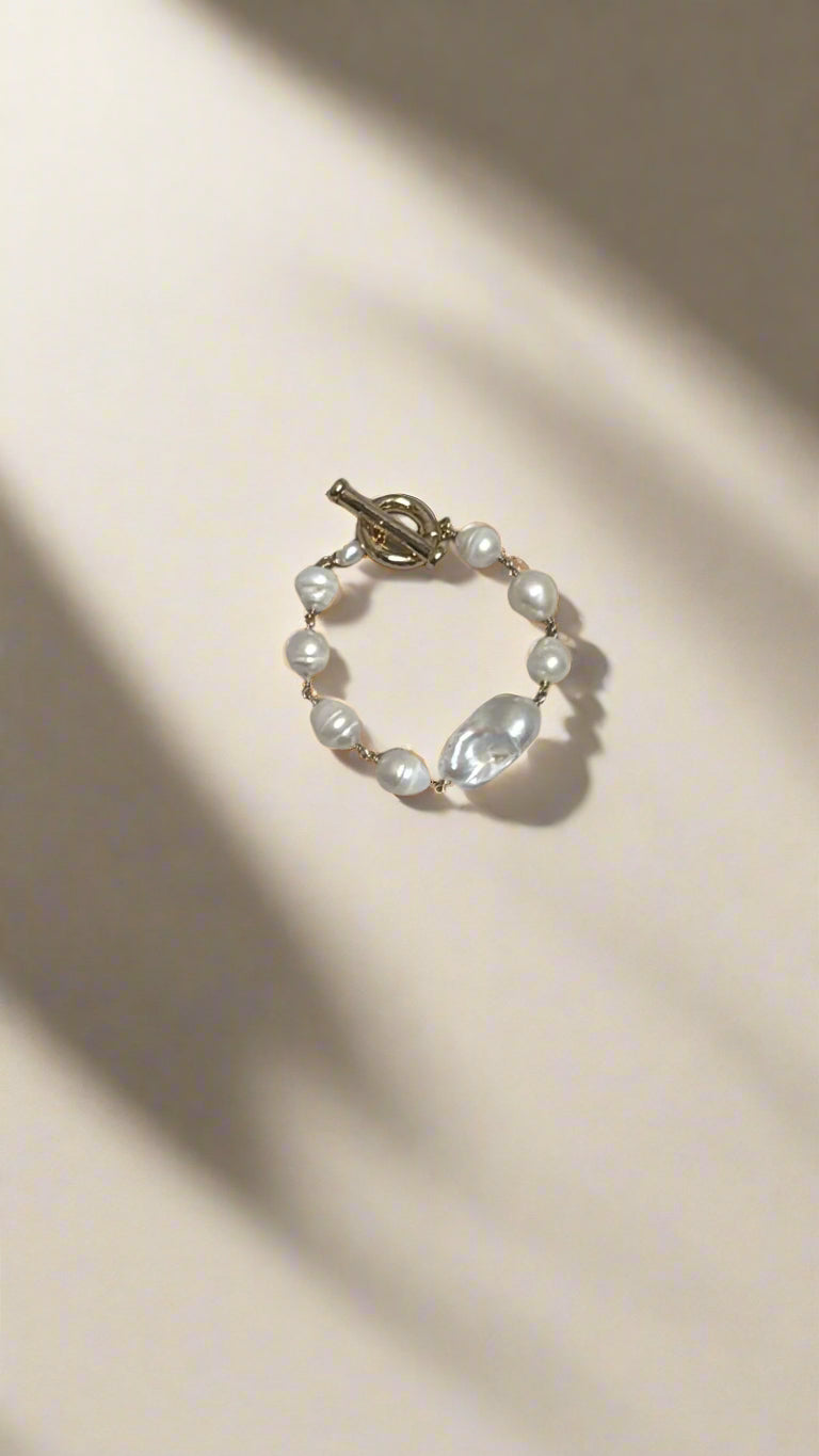 Kenneth Jay Lane Freshwater Pearl & Gold Bracelet - Mildred Hoit