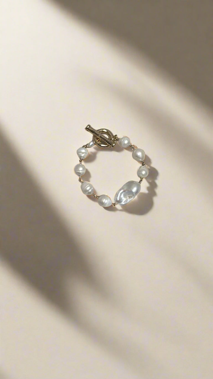 Kenneth Jay Lane Freshwater Pearl & Gold Bracelet - Mildred Hoit