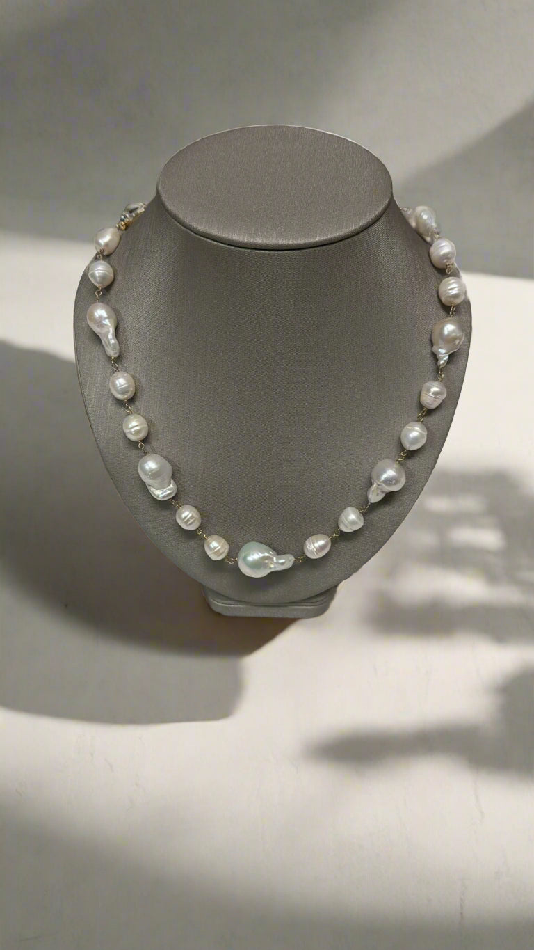 Kenneth Jay Lane 18" Multi Size Freshwater Pearl Necklace