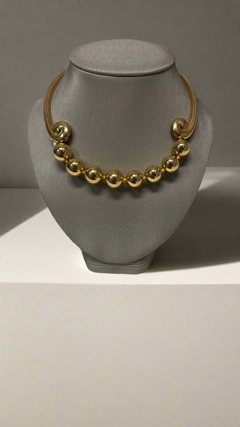 Kenneth Jay Lane Gold Necklace with 16mm Gold Beads