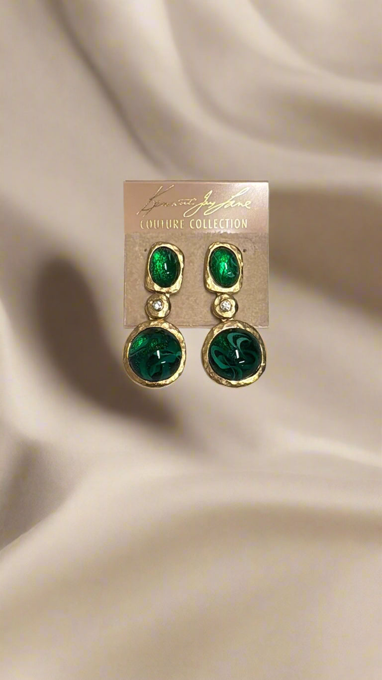 Kenneth Jay Lane Flawed Emerald Drop Earrings