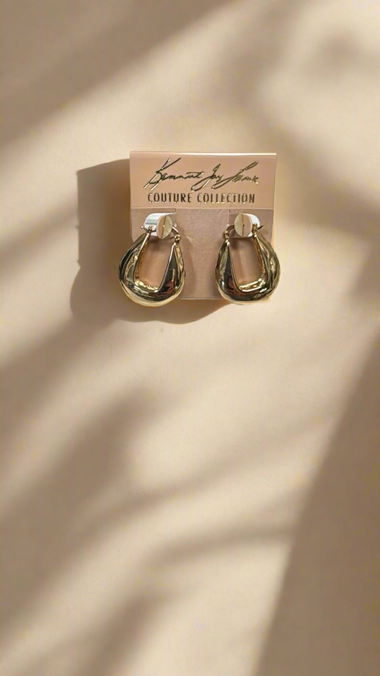 Kenneth Jay Lane "U" Huggie Pierced Earrings