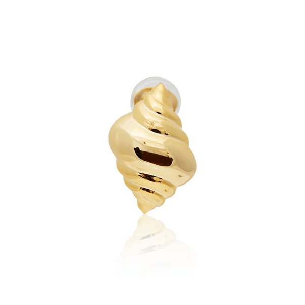 Kenneth Jay Lane Polished Gold Shell Clip Earrings - Mildred Hoit