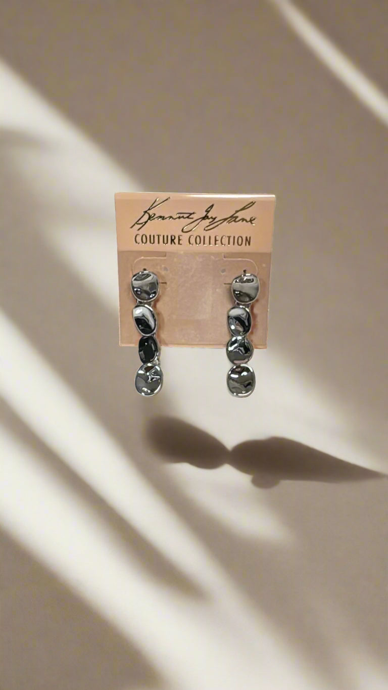 Kenneth Jay Lane Silver Disc Drop Pierced Earrings