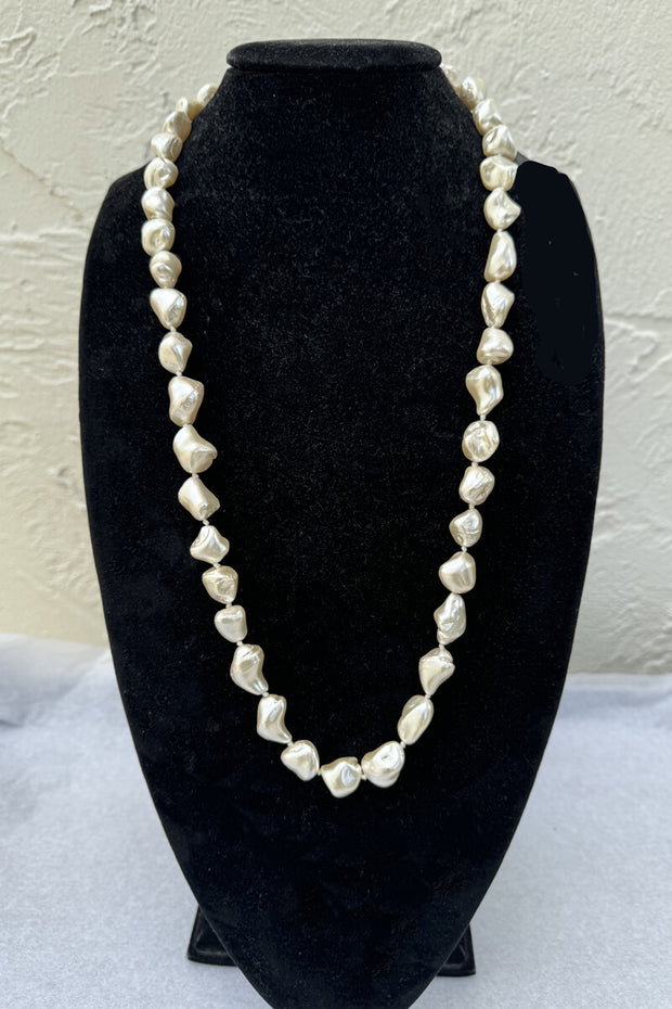 Kenneth Jay Lane White Pearl Necklace available at Mildred Hoit in Palm Beach.