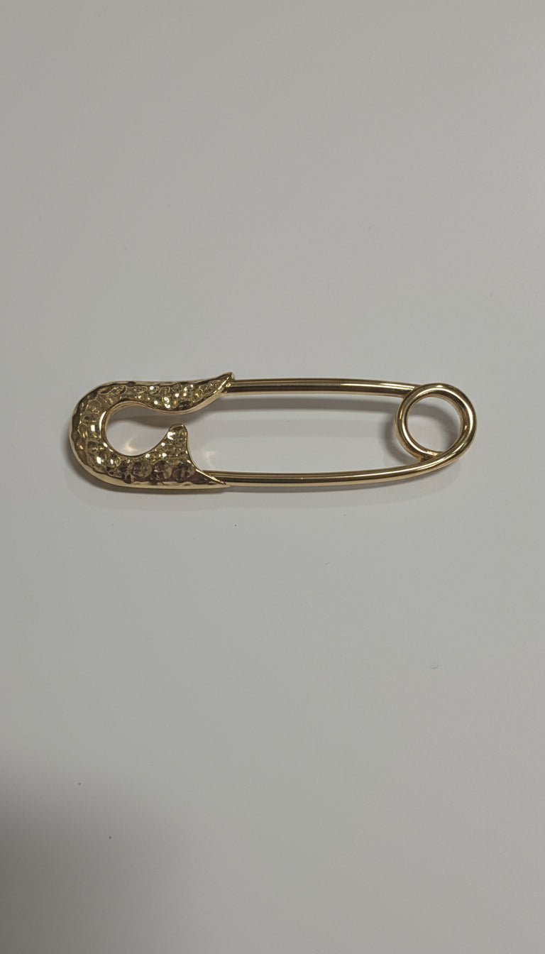 Kenneth Jay Lane Hammered Gold Safety Pin Brooch - Mildred Hoit