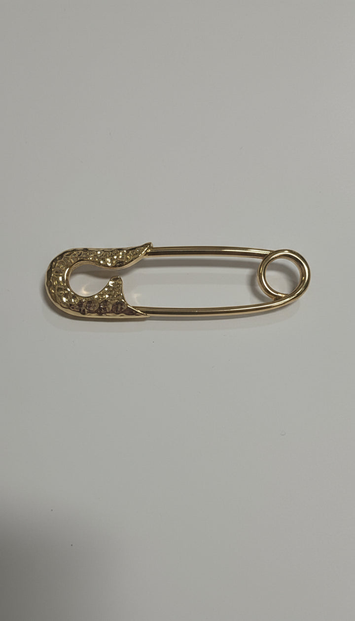 Kenneth Jay Lane Hammered Gold Safety Pin Brooch - Mildred Hoit