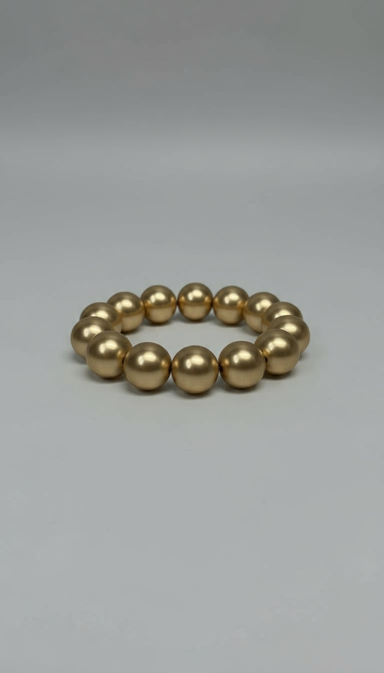 Kenneth Jay Lane 16mm Satin Gold Bead Stretch Bracelet - Mildred Hoit
