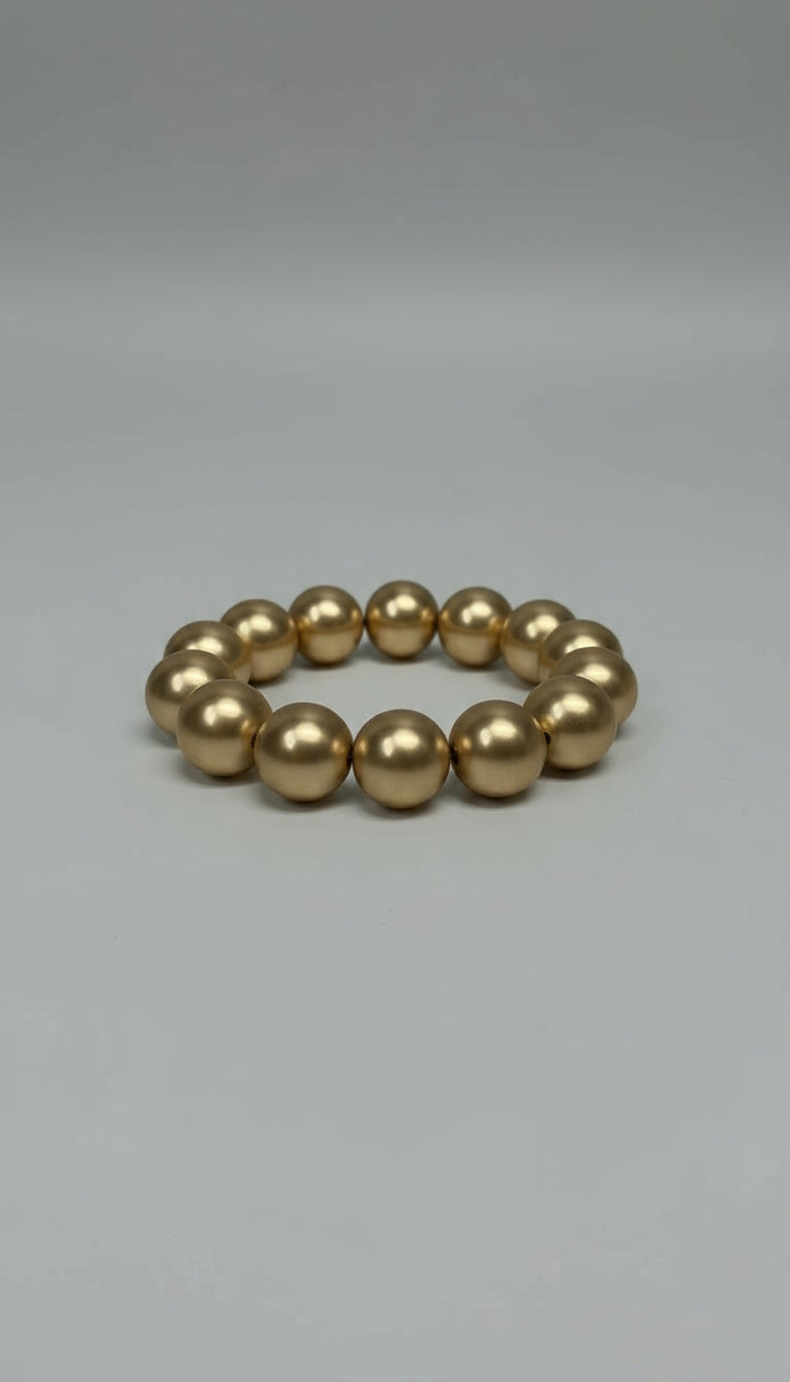 Kenneth Jay Lane 16mm Satin Gold Bead Stretch Bracelet - Mildred Hoit