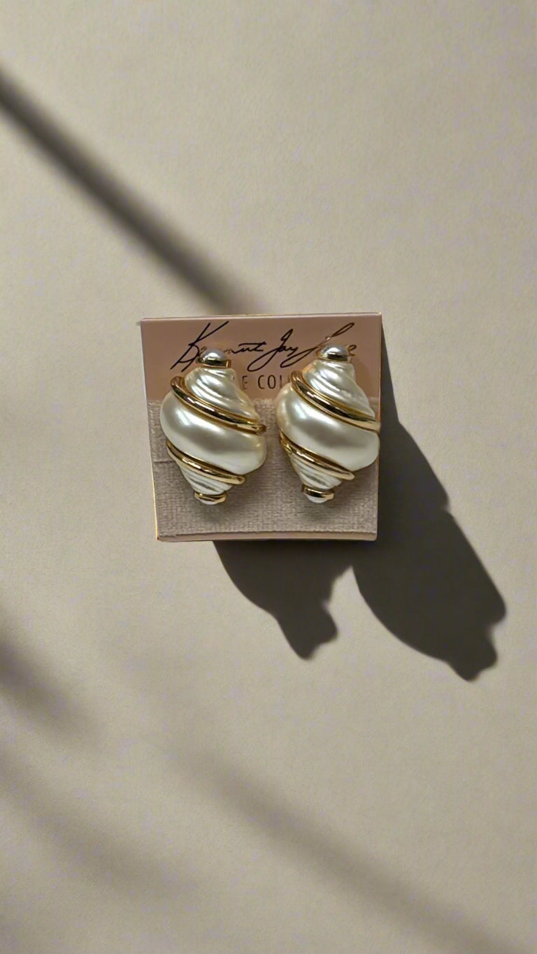 Kenneth Jay Lane Pearl Shell with Pearl Tip Clip Earring