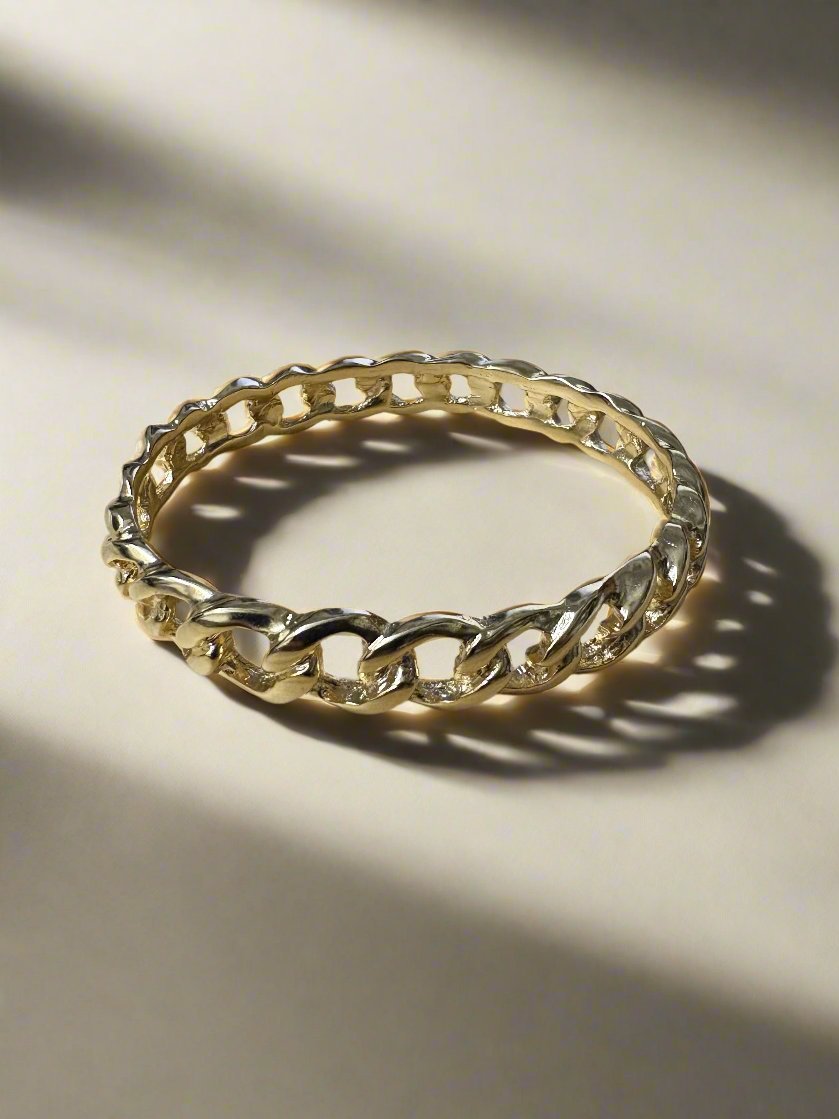 Kenneth Jay Lane Polished Gold Link Bangle - Mildred Hoit
