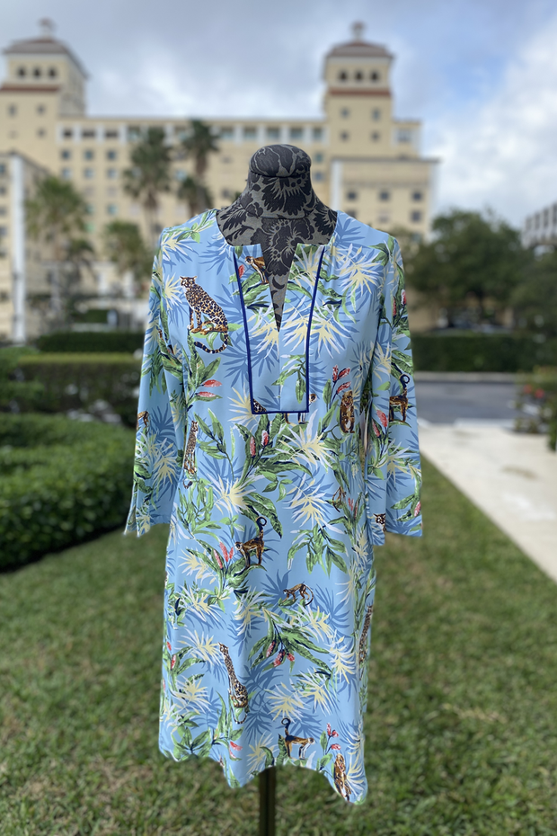 Wildlife Tech Dress in Light Blue available at Mildred Hoit in Palm Beach.