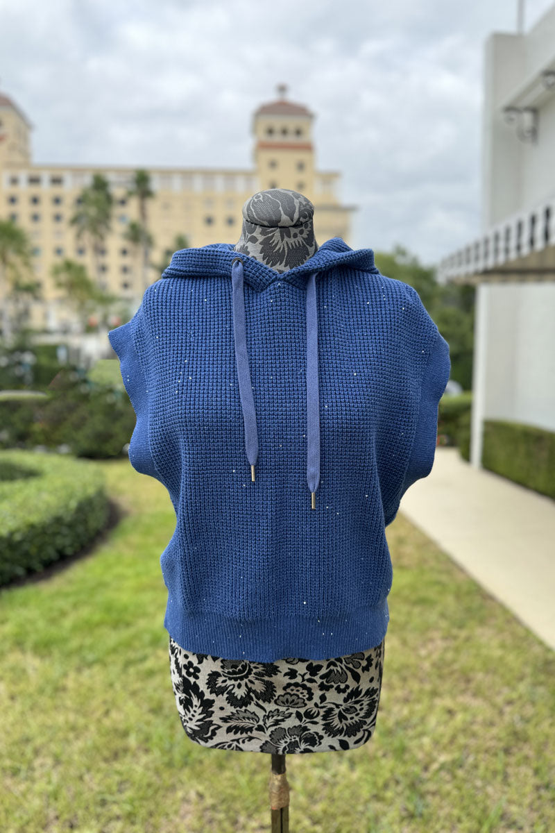 Kinross Thermal Sequin Sweater in Indigo - Mildred Hoit